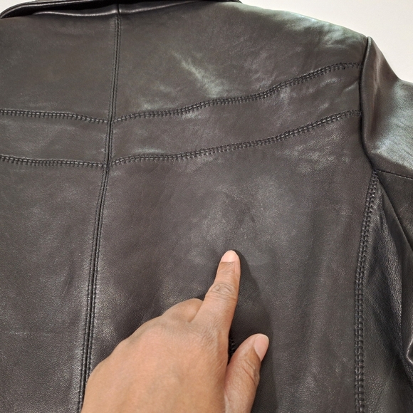 Jones New York Black Leather Stitch Detailed Coat - Picture 9 of 16